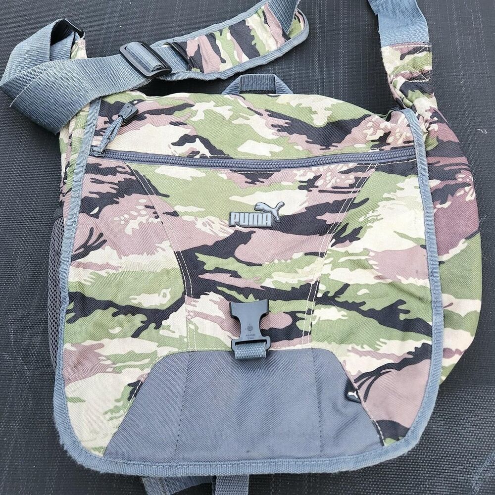 Puma Camo Messenger Bag Laptop Crossbody Y2K Streetwear Utility 16x14